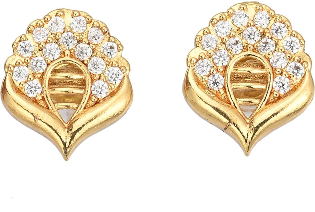 AanyaCentric Gold-plated Jewelry Combo: Elegant Short Mangalsutra, Finger Ring, and American Diamond Earrings Set - Distacart