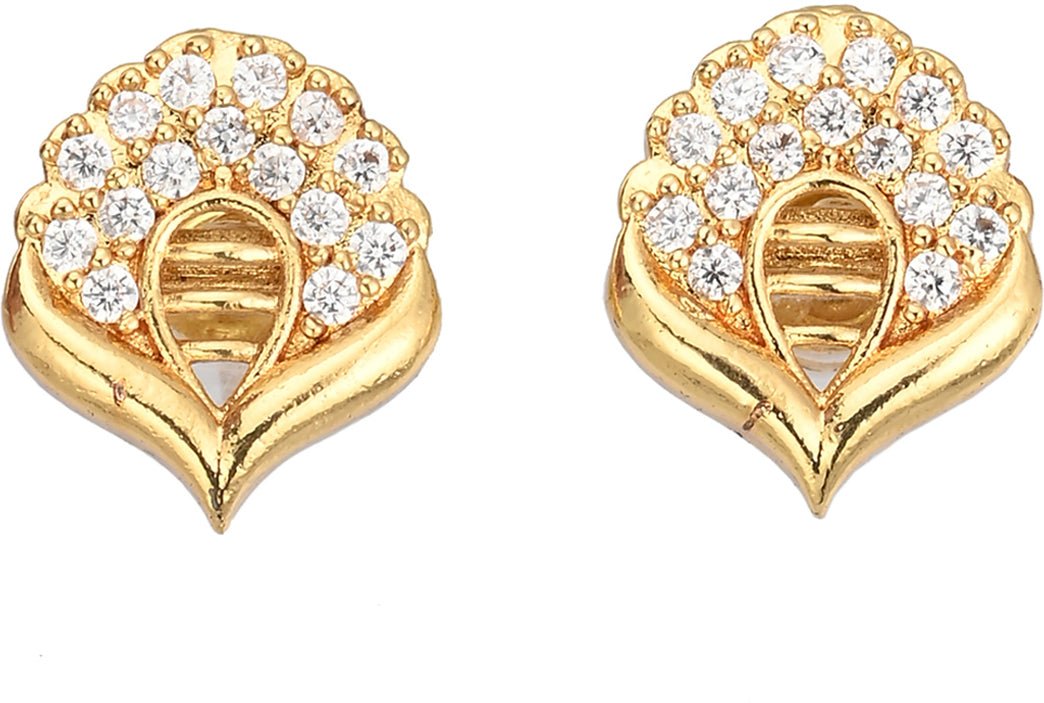 AanyaCentric Gold-plated Jewelry Combo: Elegant Short Mangalsutra, Finger Ring, and American Diamond Earrings Set - Distacart