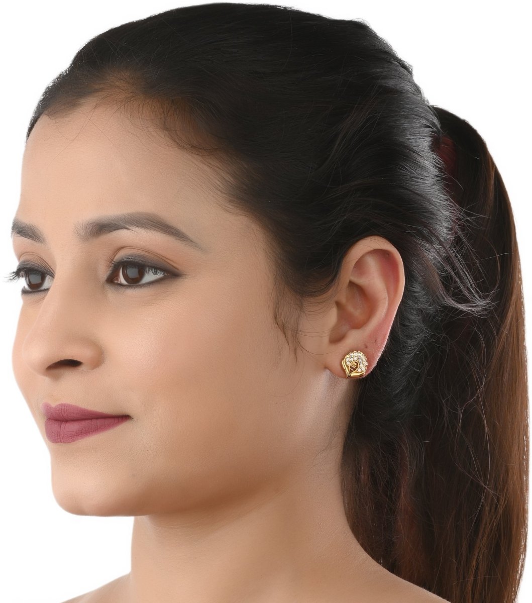 AanyaCentric Gold-plated Jewelry Combo: Elegant Short Mangalsutra, Finger Ring, and American Diamond Earrings Set - Distacart