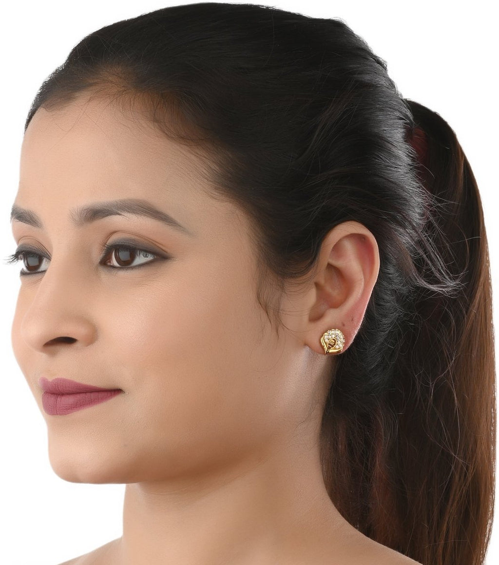 AanyaCentric Gold-plated Jewelry Combo: Elegant Short Mangalsutra, Finger Ring, and American Diamond Earrings Set - Distacart