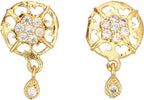 AanyaCentric Gold-plated Jewelry Combo: Elegant Short Mangalsutra, Finger Ring, and American Diamond Earrings Set - Distacart