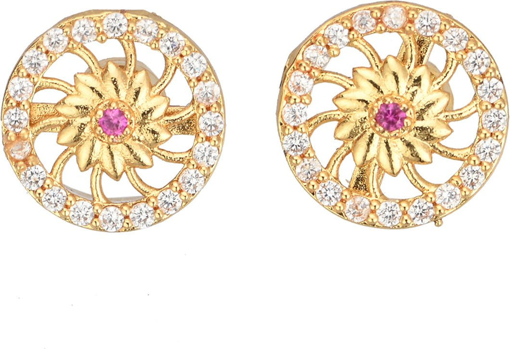 AanyaCentric Gold-plated Jewelry Combo: Elegant Short Mangalsutra, Finger Ring, and American Diamond Earrings Set - Distacart