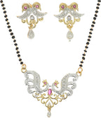 AanyaCentric Ad Short Mangalsutra Set Pendant with Earrings Golden - Distacart