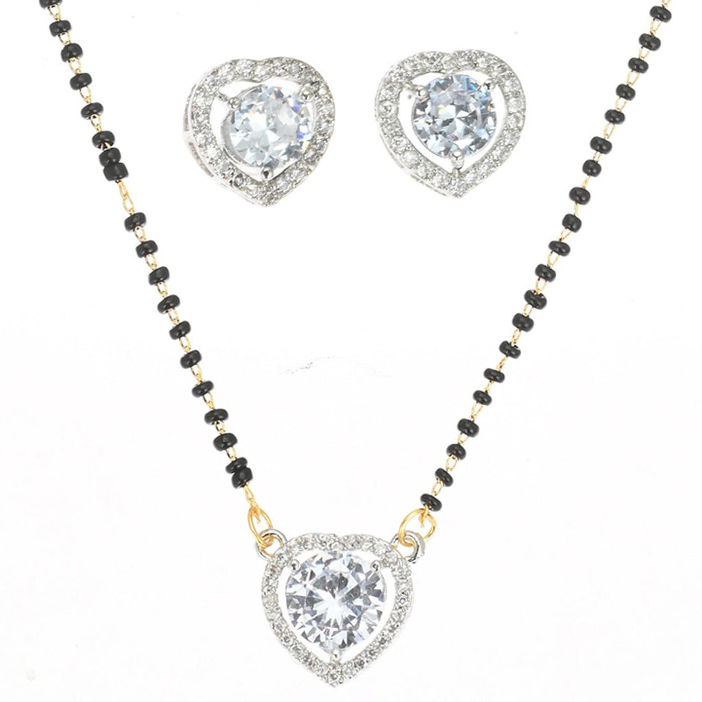 AanyaCentric Ad Short Mangalsutra Set Pendant with Earrings Golden - Distacart