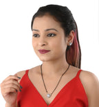 AanyaCentric Ad Short Mangalsutra Set Pendant with Earrings Golden - Distacart