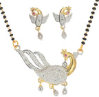 AanyaCentric Ad Short Mangalsutra Set Pendant with Earrings Golden - Distacart
