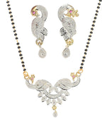 AanyaCentric Ad Short Mangalsutra Set Pendant with Earrings Golden - Distacart