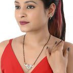 AanyaCentric Ad Short Mangalsutra Set Pendant with Earrings Golden - Distacart