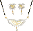 AanyaCentric Ad Short Mangalsutra Set Pendant with Earrings Golden - Distacart
