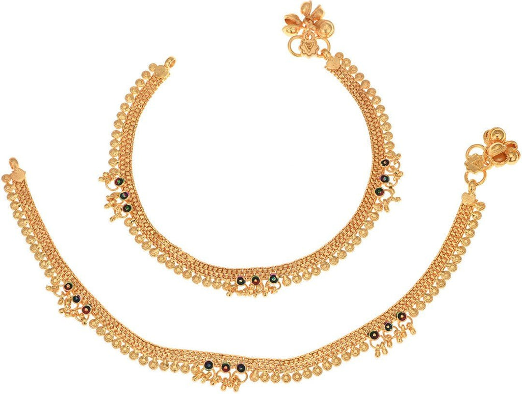 AanyaCentric Gold Plated White Metal Payal Indian Traditional Ethnic Fashion Imitation Jewellery Foot Chain - Distacart