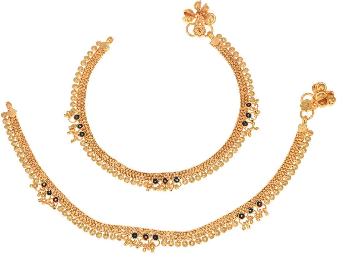 AanyaCentric Gold Plated White Metal Payal Indian Traditional Ethnic Fashion Imitation Jewellery Foot Chain - Distacart