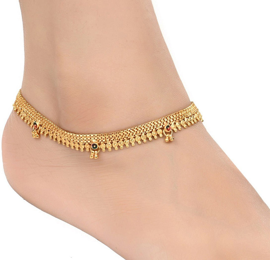AanyaCentric Gold Plated White Metal Payal Indian Traditional Ethnic Fashion Imitation Jewellery Foot Chain - Distacart