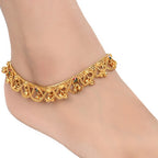 AanyaCentric Gold-Polished White Metal Payal Indian Traditional Ethnic Fashion Imitation Jewellery Foot Chain