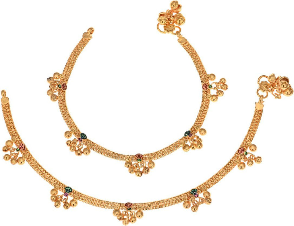 AanyaCentric Gold Plated White Metal Payal Indian Traditional Ethnic Fashion Imitation Jewellery Foot Chain - Distacart