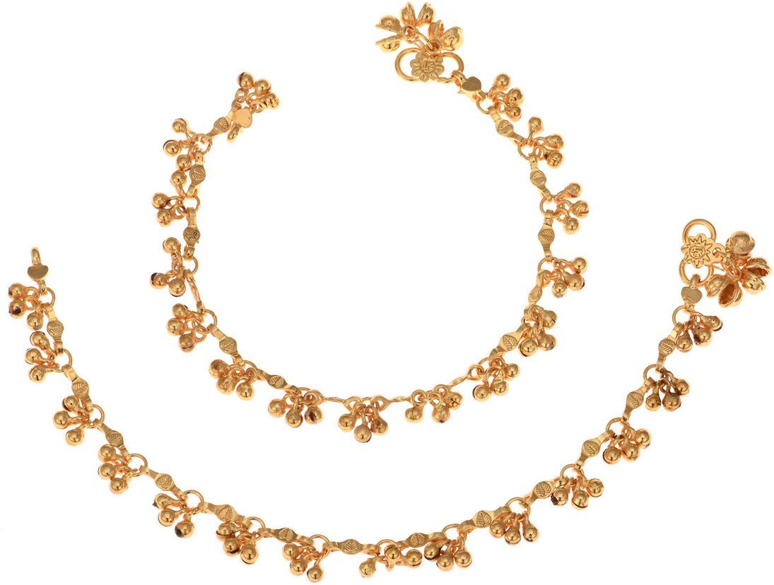 AanyaCentric Gold Plated White Metal Payal Indian Traditional Ethnic Fashion Imitation Jewellery Foot Chain - Distacart