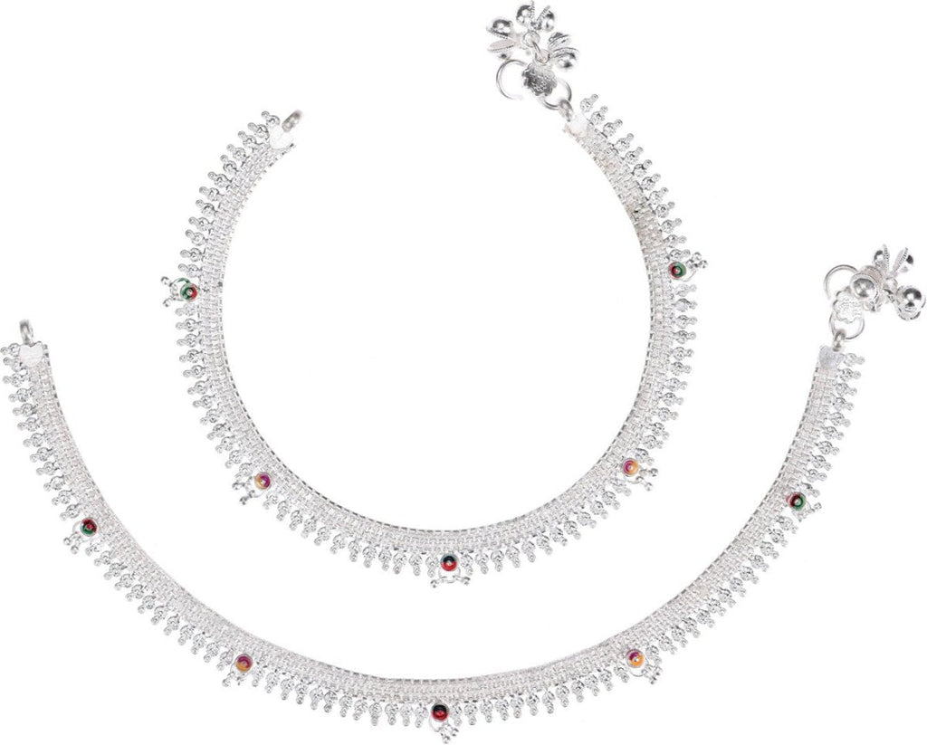 AanyaCentric Silver Plated White Metal Payal Indian Traditional Ethnic Fashion Imitation Jewellery Foot Chain