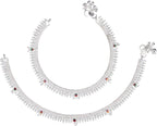 AanyaCentric Silver Plated White Metal Payal Indian Traditional Ethnic Fashion Imitation Jewellery Foot Chain