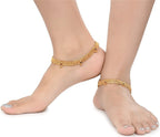 AanyaCentric Gold Plated White Metal Payal Indian Traditional Ethnic Fashion Imitation Jewellery Foot Chain - Distacart