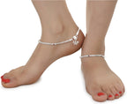 AanyaCentric Stylish Silver Plated Anklet & Gold Plated American Diamond Earring Combo for Girls & Women - Distacart