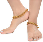 AanyaCentric Gold-Polished White Metal Payal Indian Traditional Ethnic Fashion Imitation Jewellery Foot Chain