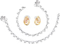 AanyaCentric Stylish Silver Plated Anklet & Gold Plated American Diamond Earring Combo for Girls & Women - Distacart