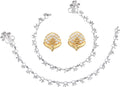 AanyaCentric Stylish Silver Plated Anklet & Gold Plated American Diamond Earring Combo for Girls & Women - Distacart