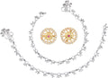 AanyaCentric Stylish Silver Plated Anklet & Gold Plated American Diamond Earring Combo for Girls & Women - Distacart