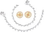 AanyaCentric Stylish Silver Plated Anklet & Gold Plated American Diamond Earring Combo for Girls & Women - Distacart