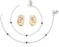 AanyaCentric Stylish Silver Plated Anklet & Gold Plated American Diamond Earring Combo for Girls & Women - Distacart