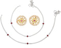AanyaCentric Stylish Silver Plated Anklet & Gold Plated American Diamond Earring Combo for Girls & Women - Distacart