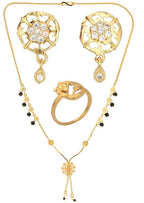 AanyaCentric Gold-plated Jewelry Combo: Elegant Short Mangalsutra, Finger Ring, and American Diamond Earrings Set - Distacart