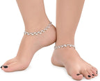 AanyaCentric Stylish Silver Plated Anklet & Gold Plated American Diamond Earring Combo for Girls & Women - Distacart