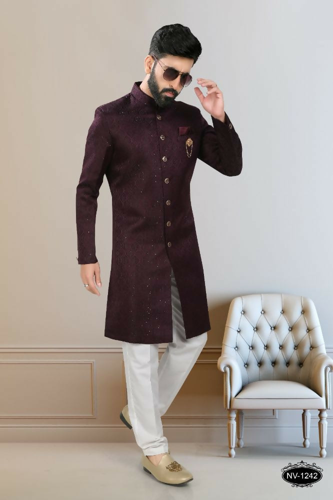 Joban Fashion Men's Wine TR Kurta with Pyjama