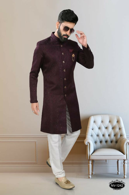 Joban Fashion Men's Wine TR Kurta with Pyjama