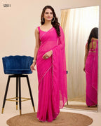 Pink Georgette Designer Printed Ready To Wear Saree - Ibiza