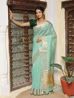Shree Shyam Fashion Sea Green Cotton Saree - Distacart