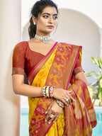 Shree Shyam Fashion Pochampalli Silk Yellow Saree - Distacart