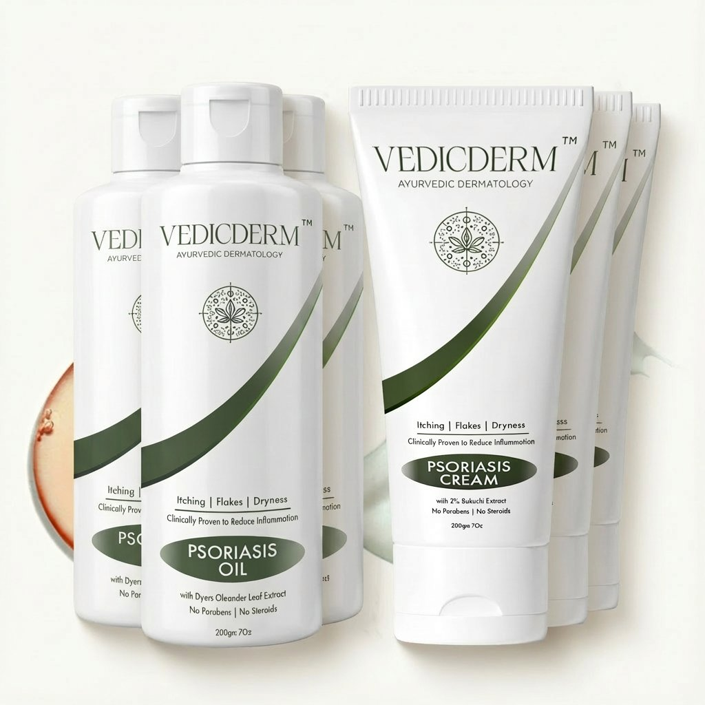 VedicDerm Sensitive Skin Bundle for Psoriasis, Eczema, Atopic Dermatitis - Distacart