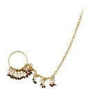 Gold-Polished Alloy Nath And Hathphool Combo - The Pari