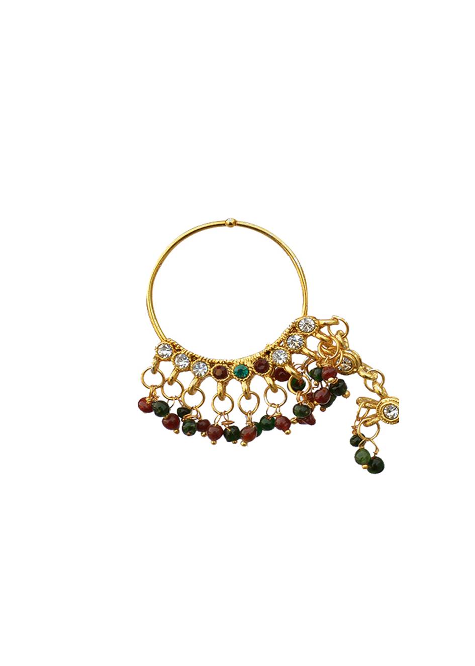 Gold-Polished Alloy Traditional Multi Colour Nath - The Pari