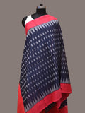 Navy and Red Pochamaplly Ikat Cotton Handloom Dupatta with Temple Border Design - Global Threads