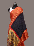 Navy Bandhani Kanchipuram Silk Handloom Dupatta with Kalamkari Design - Global Threads