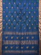 Navy Bandhani Uppada Silk Handloom Saree with Nilambari Buta Design - Global Threads