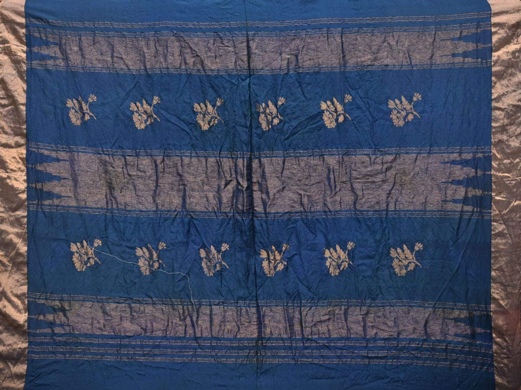 Navy Bandhani Uppada Silk Handloom Saree with Nilambari Buta Design - Global Threads