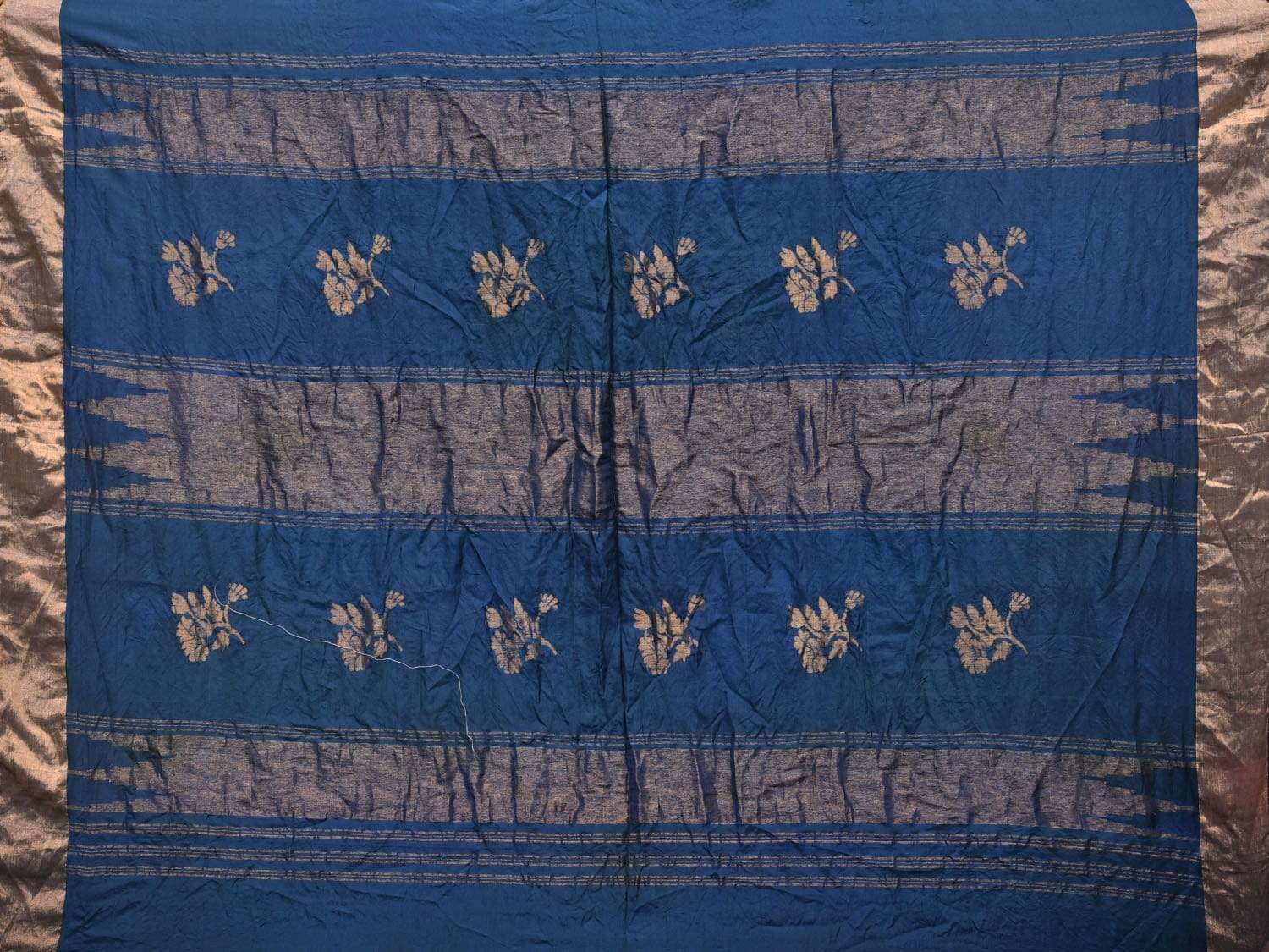 Navy Bandhani Uppada Silk Handloom Saree with Nilambari Buta Design - Global Threads