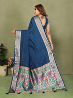 Anaita Navy Paithani Gala Silk Saree With Blouse - Distacart