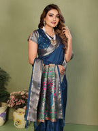 Anaita Navy Paithani Gala Silk Saree With Blouse - Distacart