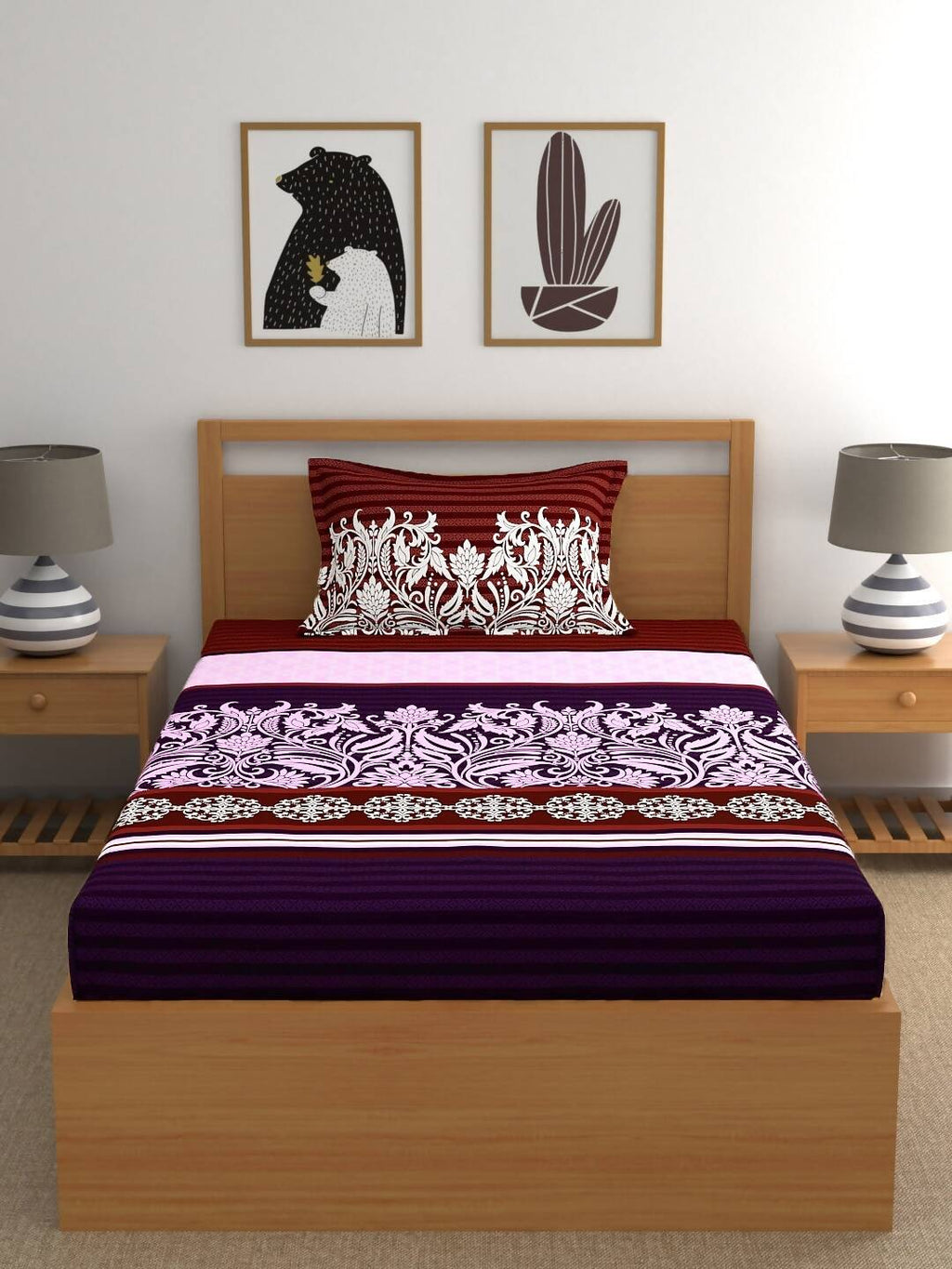 My Room Adults Ethnic Motifs 140 TC Bedsheet with Pillow Covers