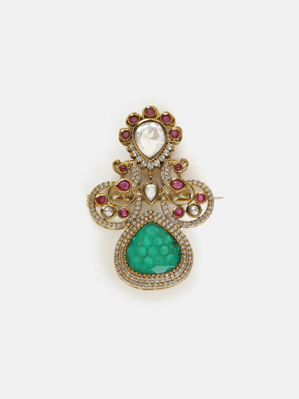 Ruby Raang Green Mosaic Brooch