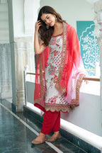 Joban Fashion White Georgette Embroidery Sequence Work Readymade Kurta Set - Distacart